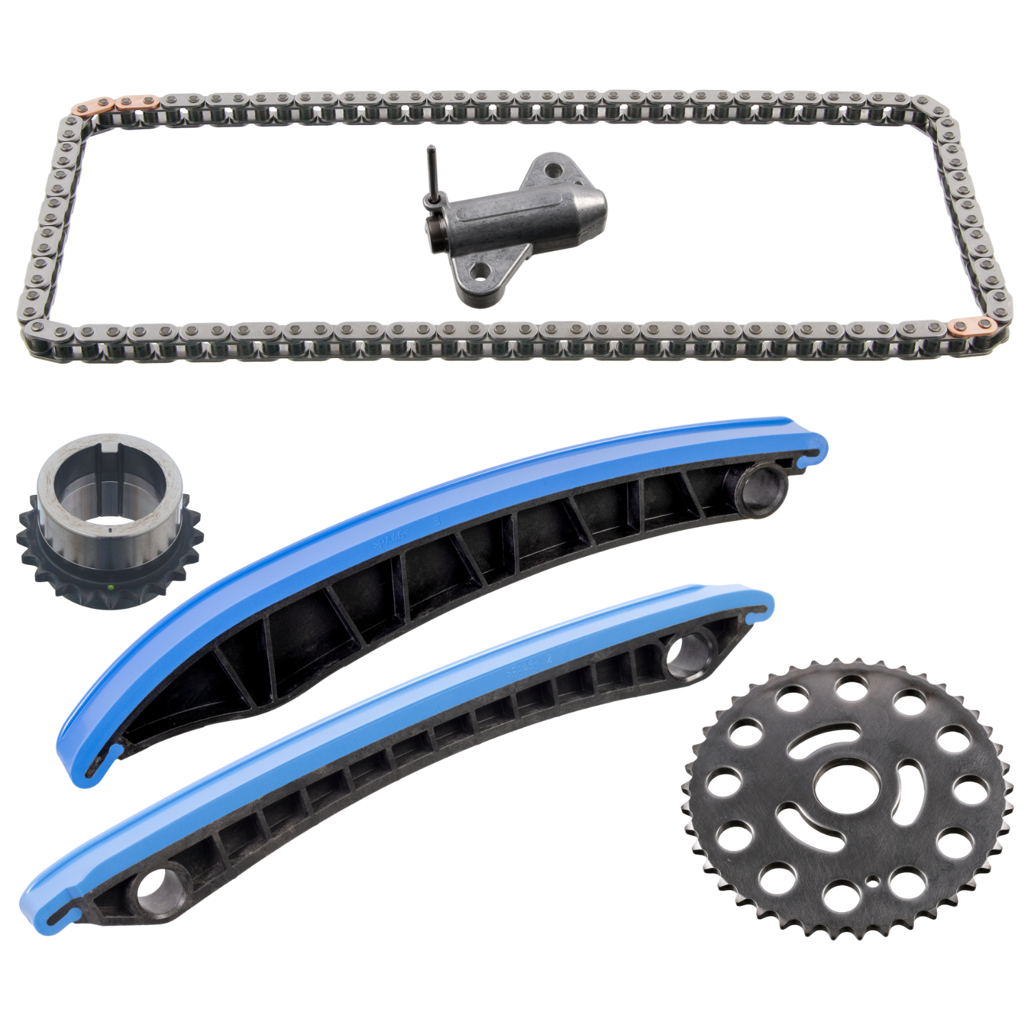Timing Chain Kit for camshaft, with guide rails and chain tensioner