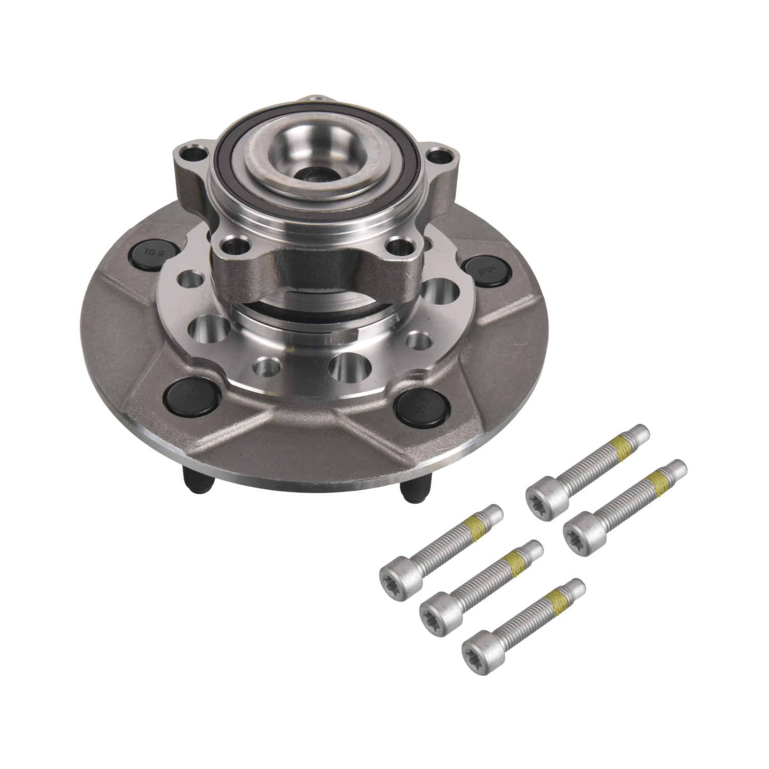 Wheel Bearing Kit with wheel hub, ABS sensor ring and fastening bolts