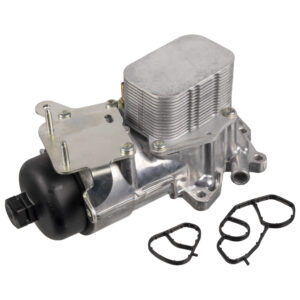 oil filter housing with oil filter and oil cooler