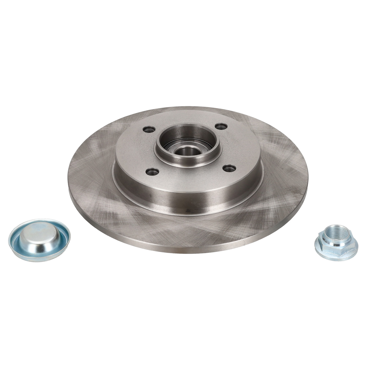 Brake Disc with wheel bearing, ABS sensor ring, axle nut and dust cap
