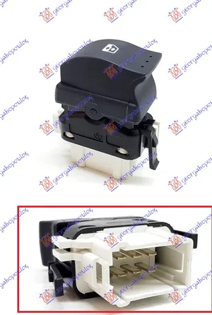Prekidac U Prednjim/Zadnjim Vratima (1 Taster) (Beli Konektor) (6 Pin) – Renault Clio II/Campus/Thalia 01-06 (desni)