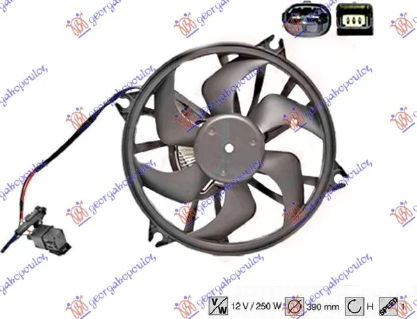 Ventilator Komplet (Benzin/Dizel) (390mm) (2+3 Pin)