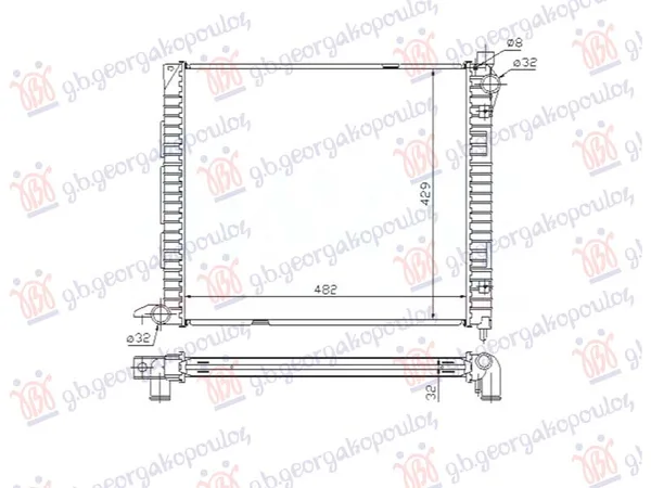Hladnjak Motora 2.0 Di Dizel (-2000) – 2.0 Di Dizel (Soft Top) (1998-2007) (Man) (+/-Ac) (484×429) (Nrf) – Land Rover Freelander 98-07