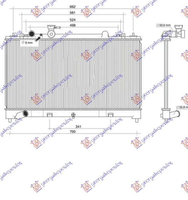 Hladnjak Motora 2.5 Benzin (Manuelni) (375×753) – Mazda 6 02-08