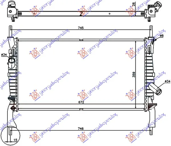 Hladnjak Motora 2.2/2.3 Tdci 2.4i (-Ac) (67×38) (Nrf) – Ford Transit 06-13