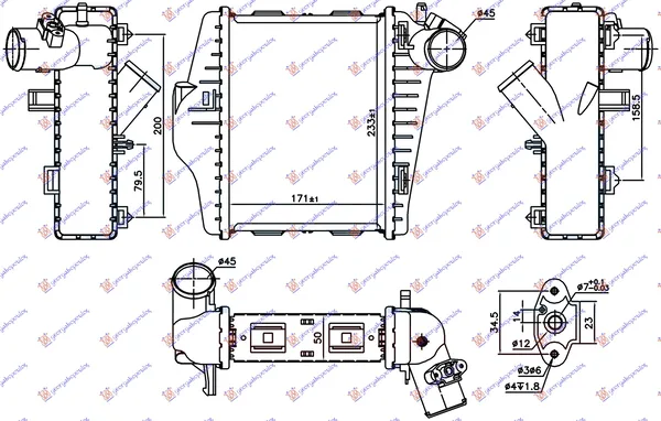 Hladnjak Interkulera 1.0i Turbo (171x233x50) (Mahle Behr Premium Line)
