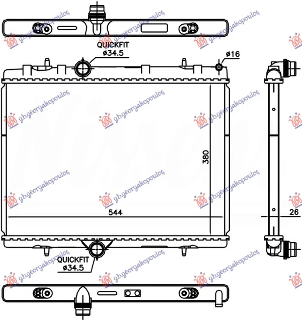 Hladnjak Motora 1.2 Thp Benzin (380x540x26) (Brza Spojnica) (Nrf)