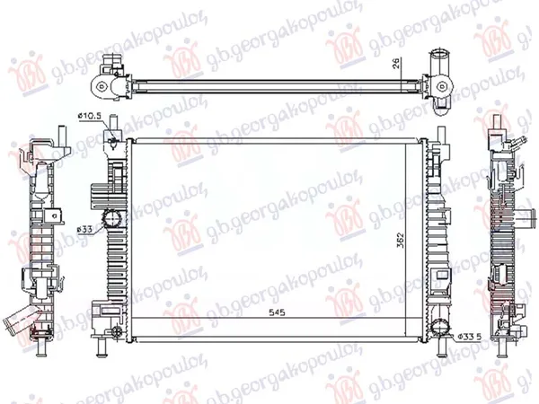 Hladnjak Motora 1.6 Tdci Dizel (Man) (545x360x26) (Nrf) – Ford C-Max II 10-14
